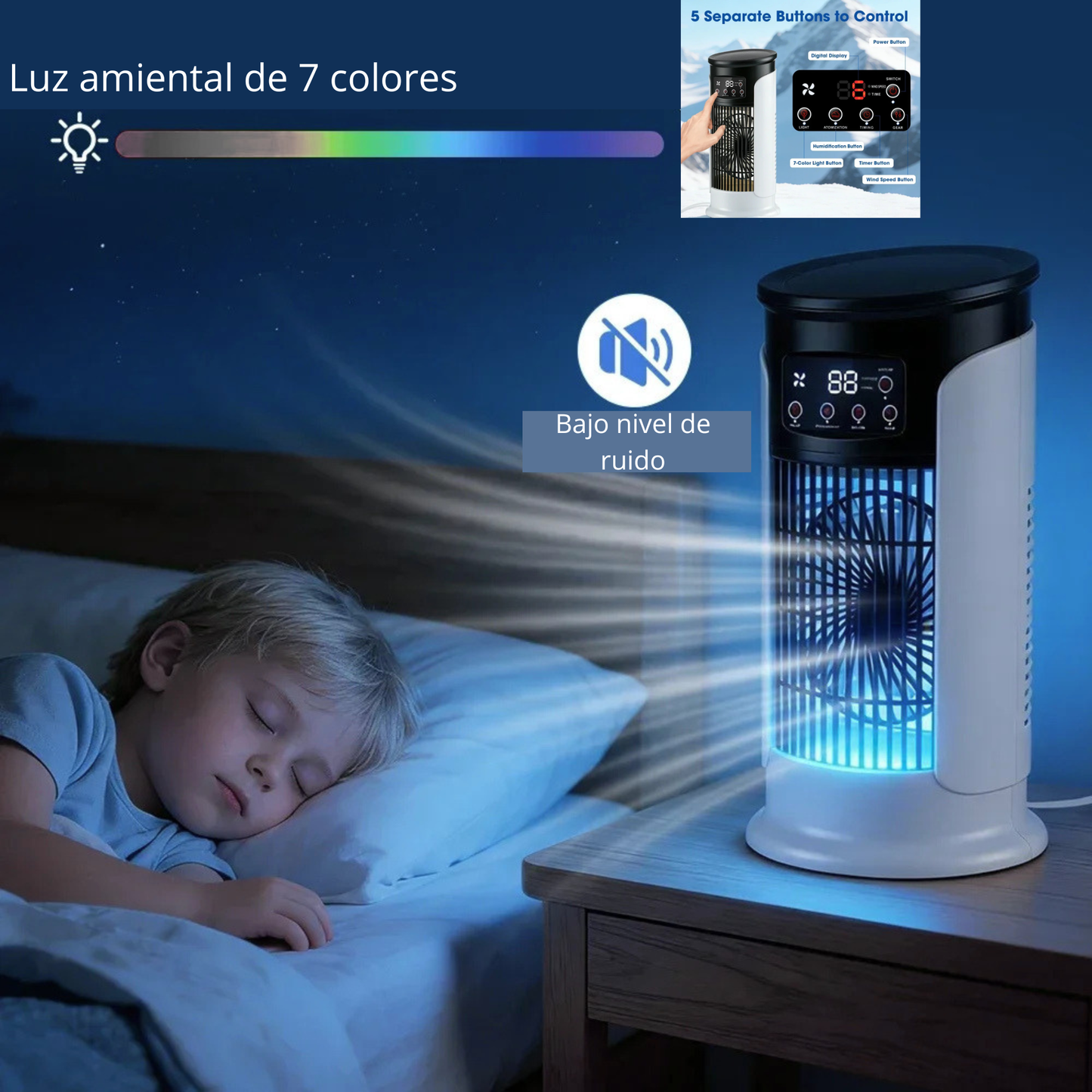 Mini Aire Portátil 3 en 1 – USB climatizador Portátil