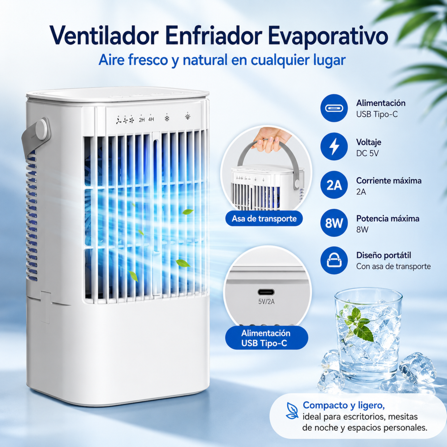 Mini Climatizador Inteligente con Humidificador
