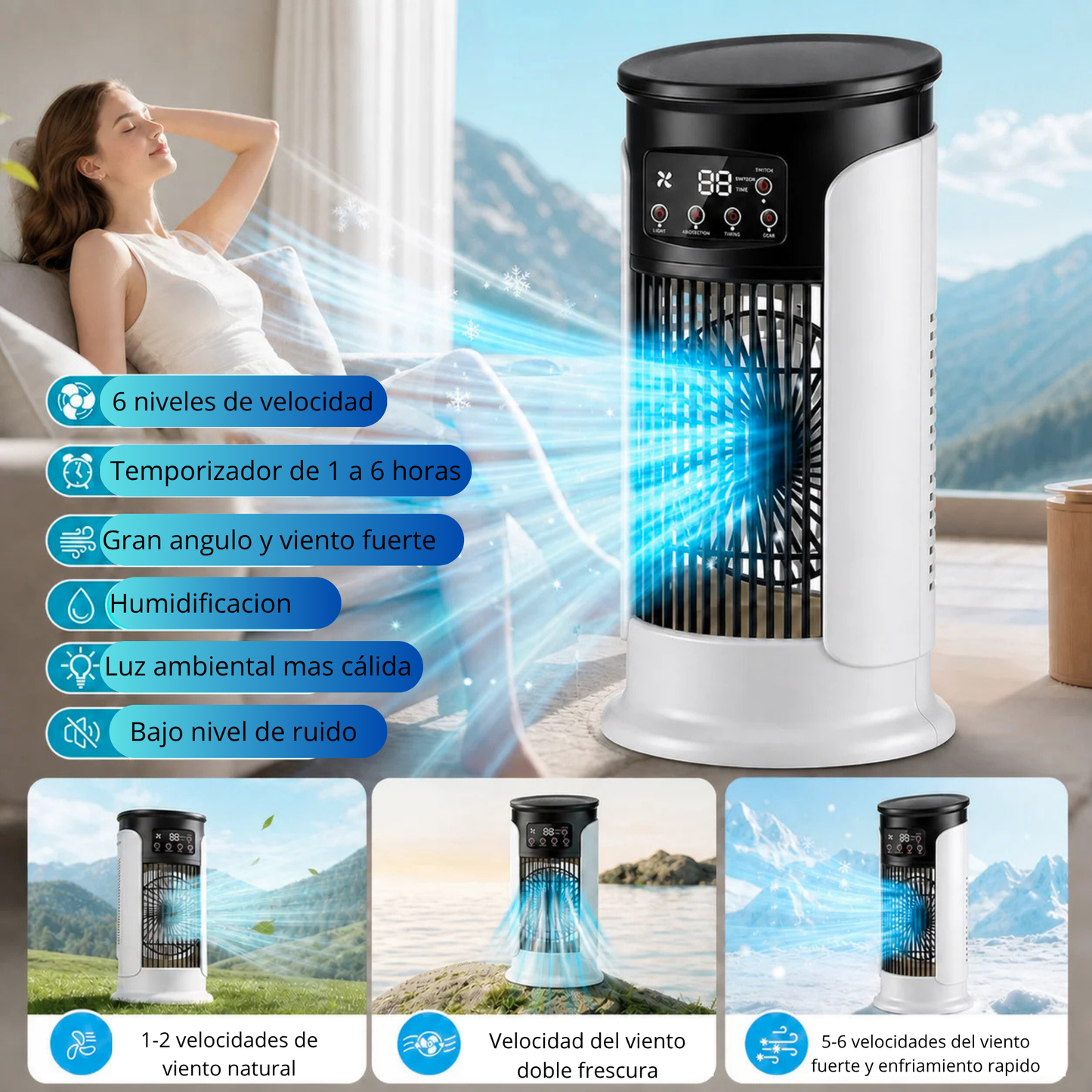 Mini Aire Portátil 3 en 1 – USB climatizador Portátil