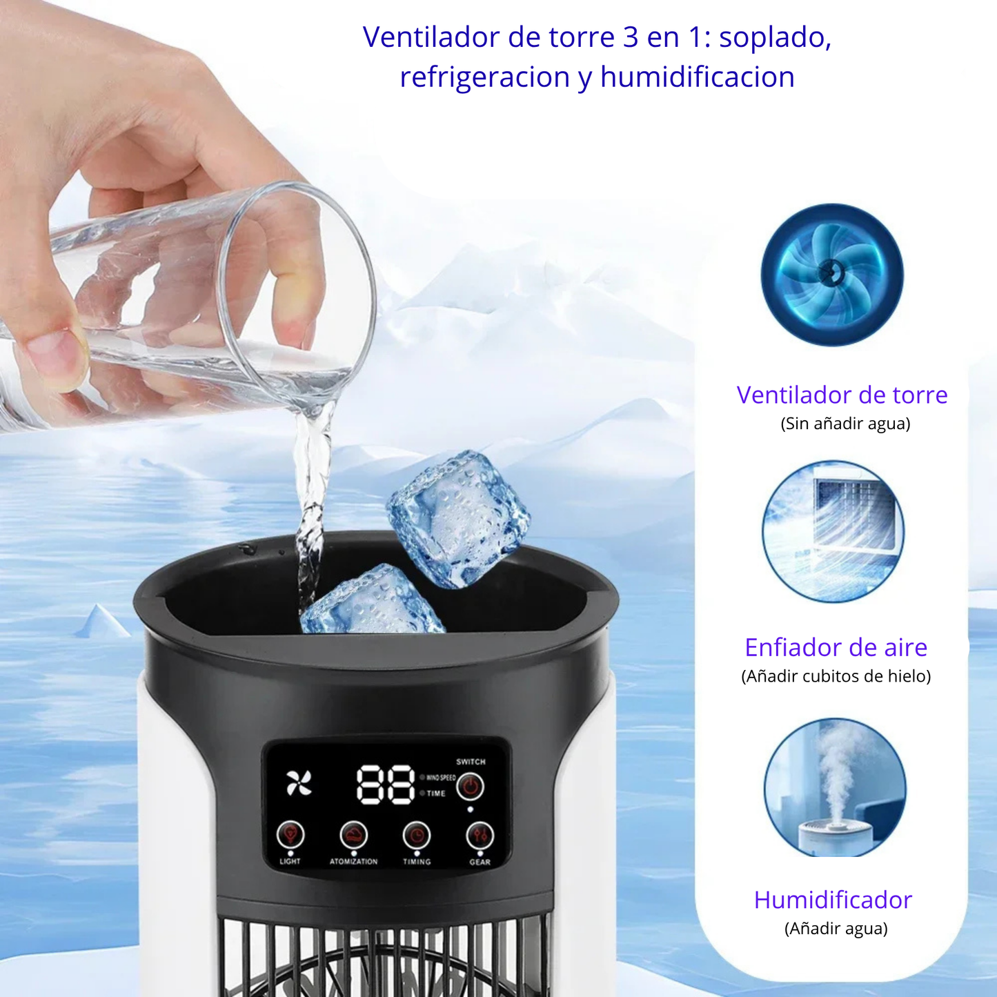 Mini Aire Portátil 3 en 1 – USB climatizador Portátil