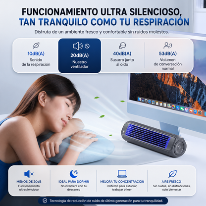 Ventilador de Torre Portátil KINSCOTER Recargable de 2000 mAh | Ultra Silencioso | Instalación en Pared sin Taladros | 3 Velocidades Ajustables